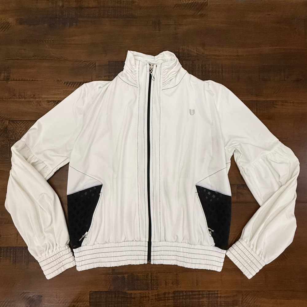 Eleven by Venus Williams White Black Athletic Track Jacket Full Zip Womens Small